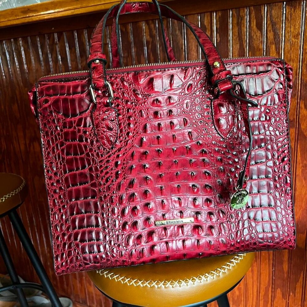 Red Authentic Brahmin Bag Tote Purse